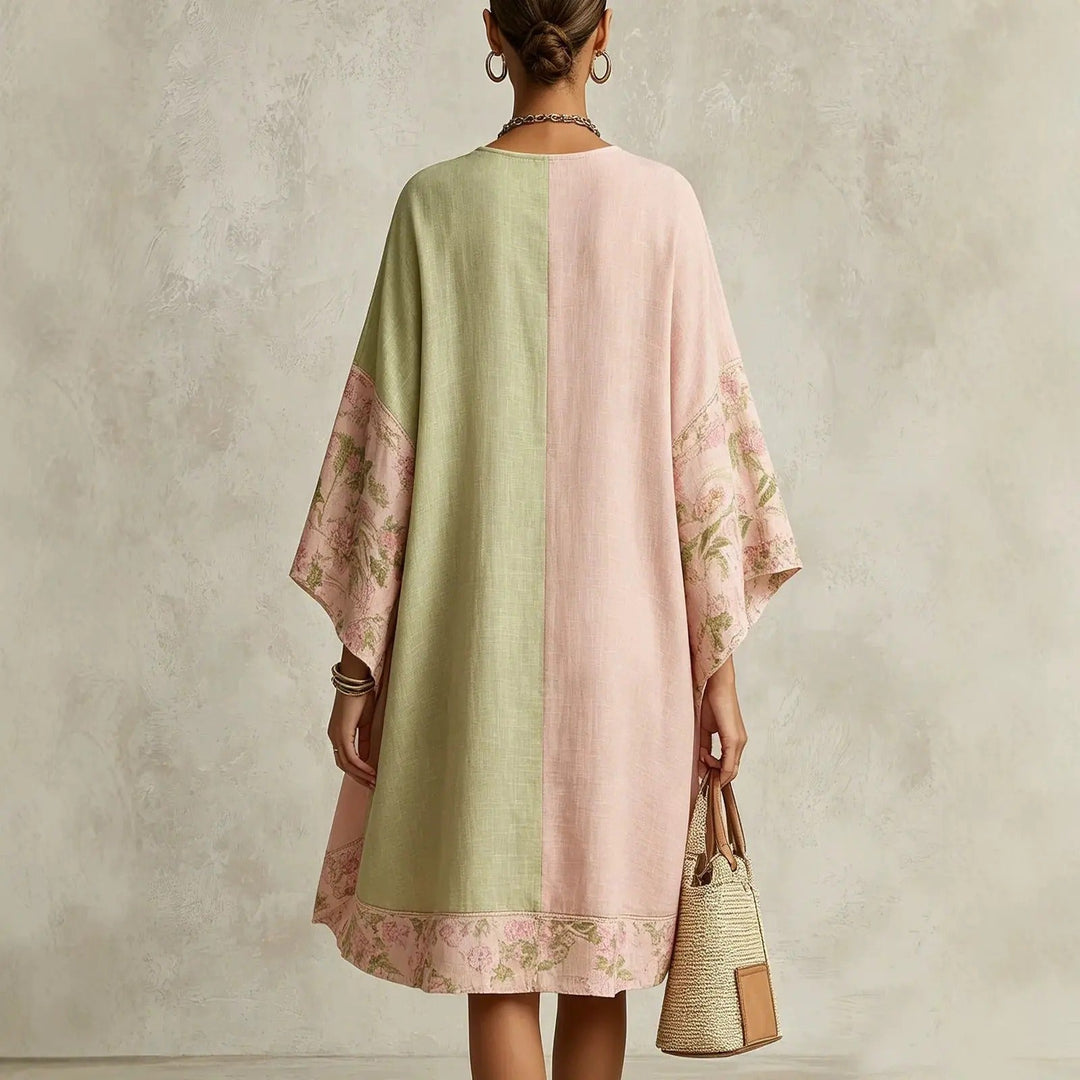 Jimena Vestito Bohemio Floreale con Maniche a Pipistrello e Collo a V