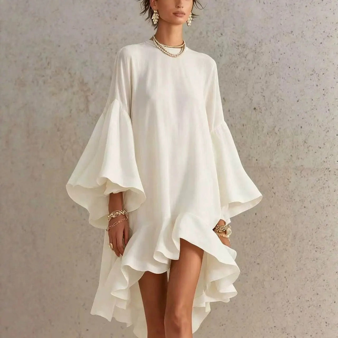 Abito Elegante Amelia con Volant e Orlo Asimmetrico