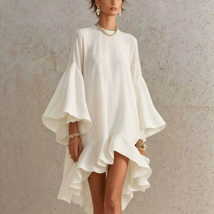 Abito Elegante Amelia con Volant e Orlo Asimmetrico