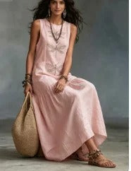 Daniela Vestito Midi Bohemien con Stampa di Libellule