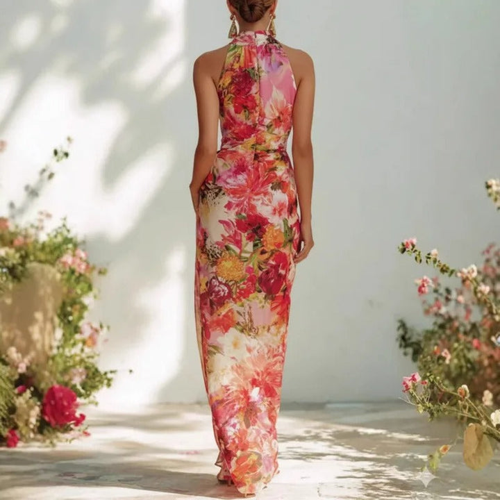 Isadora Vestito Maxi Floreale con Collo Halter