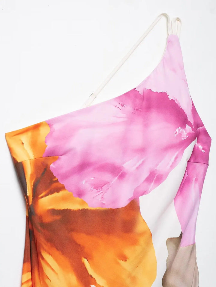 Adriana Vestito Maxi Floreale a Un Spalla