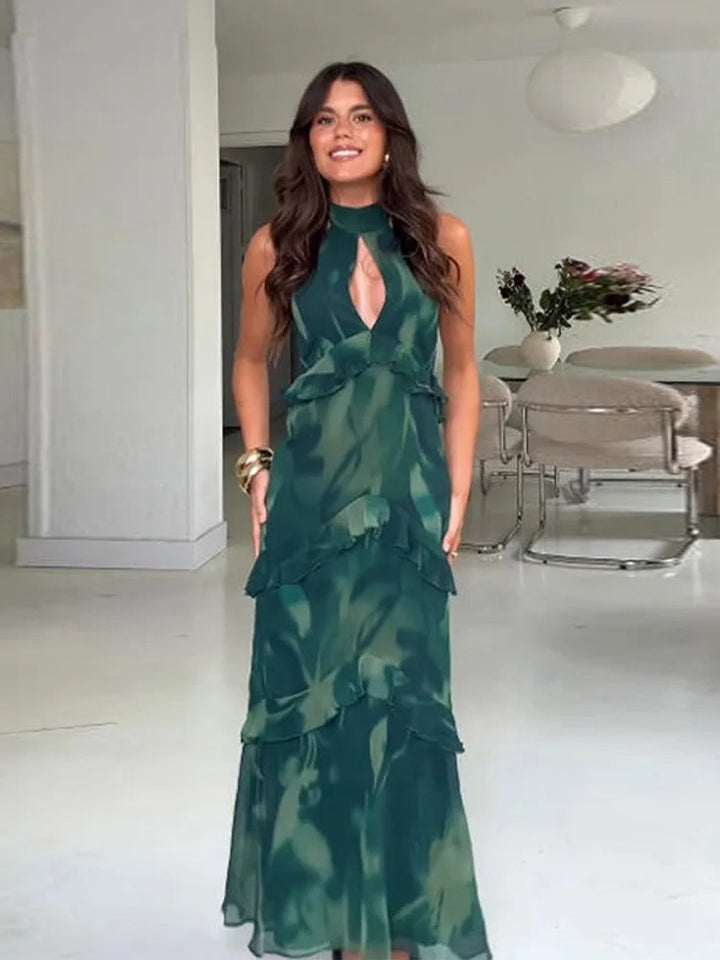 Aitana Vestito Maxi Halter con Volant
