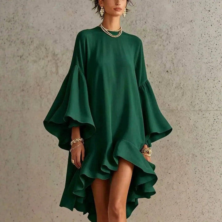 Abito Elegante Amelia con Volant e Orlo Asimmetrico