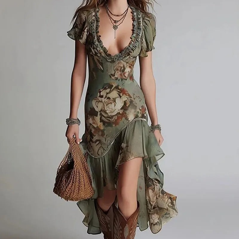 Bianca Vestito Maxi Floreale