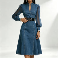 Abito in denim con maniche trasparenti