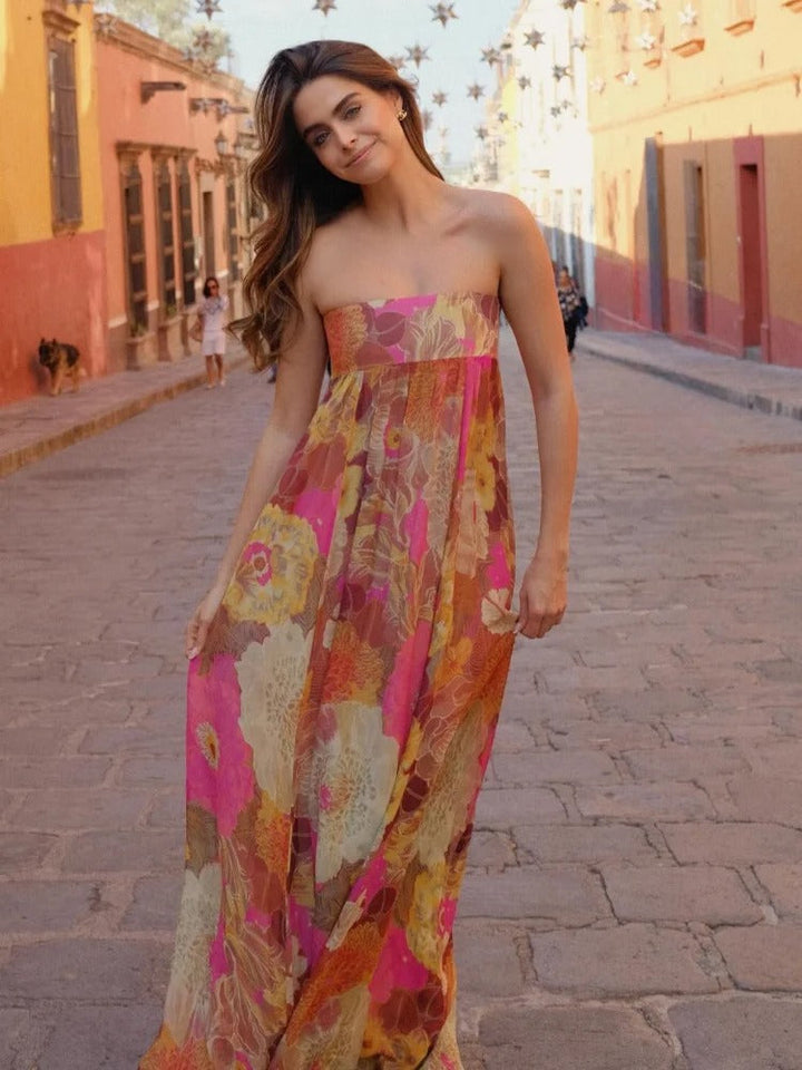 Adriana Vestito Maxi Floreale a Spalla