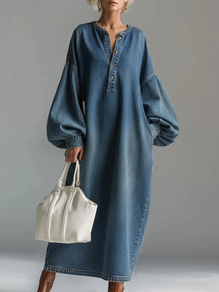 Candelaria vestito in denim lungo di taglio ampio