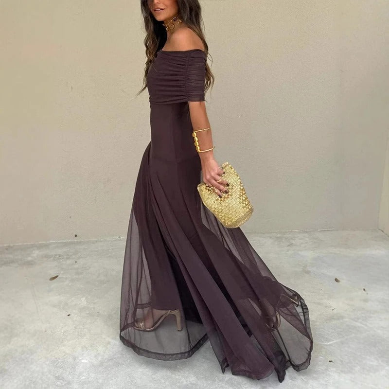 Estefanía Vestito Maxi con Spalle Scoperte e Aperture