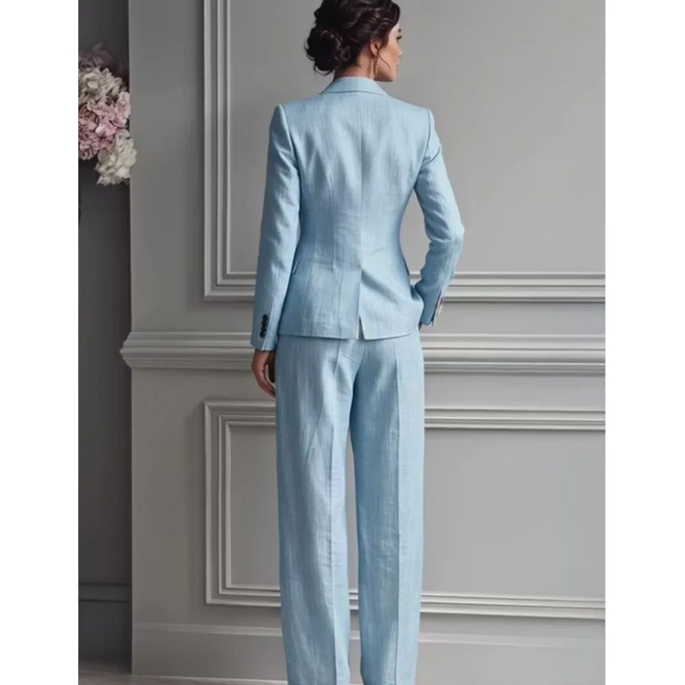 Victoria Completo Elegante con Blazer Scollo e Pantaloni Larghi
