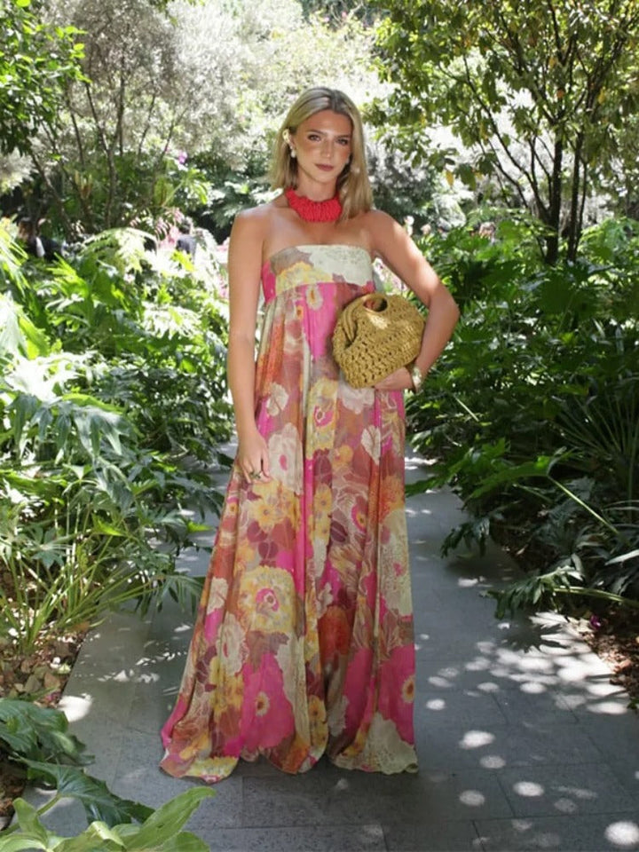 Adriana Vestito Maxi Floreale a Spalla