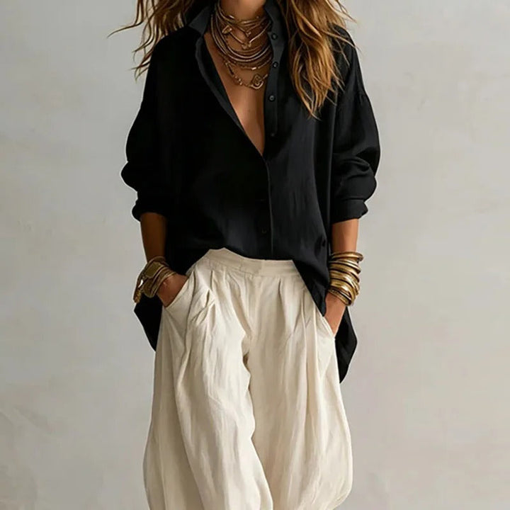 Aitana Insieme Fluido di Camicia e Pantalone Largo