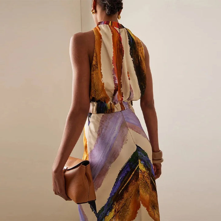 Élodie Completo di Due Pezzi Halter con Stampa Artistica