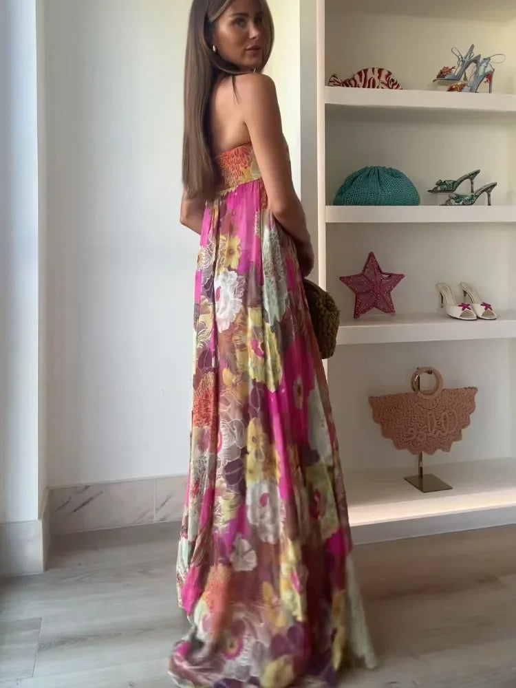 Adriana Vestito Maxi Floreale a Spalla