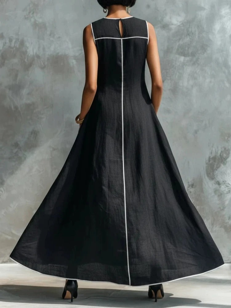 Carlota Vestito Maxi con Bordature a Contrasto