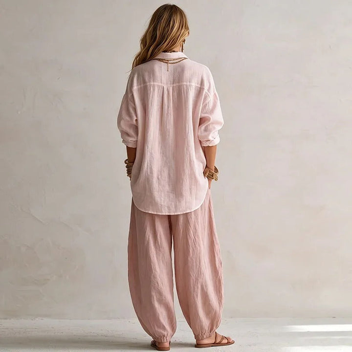 Aitana Insieme Fluido di Camicia e Pantalone Largo