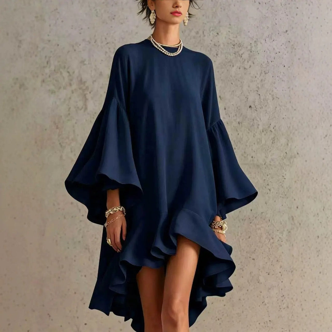 Abito Elegante Amelia con Volant e Orlo Asimmetrico