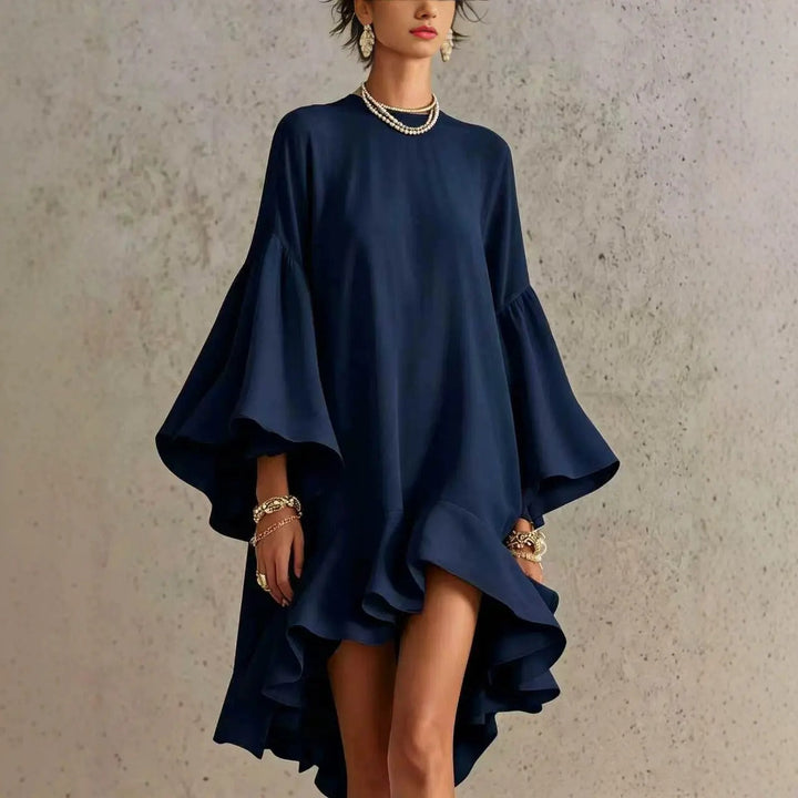 Abito Elegante Amelia con Volant e Orlo Asimmetrico