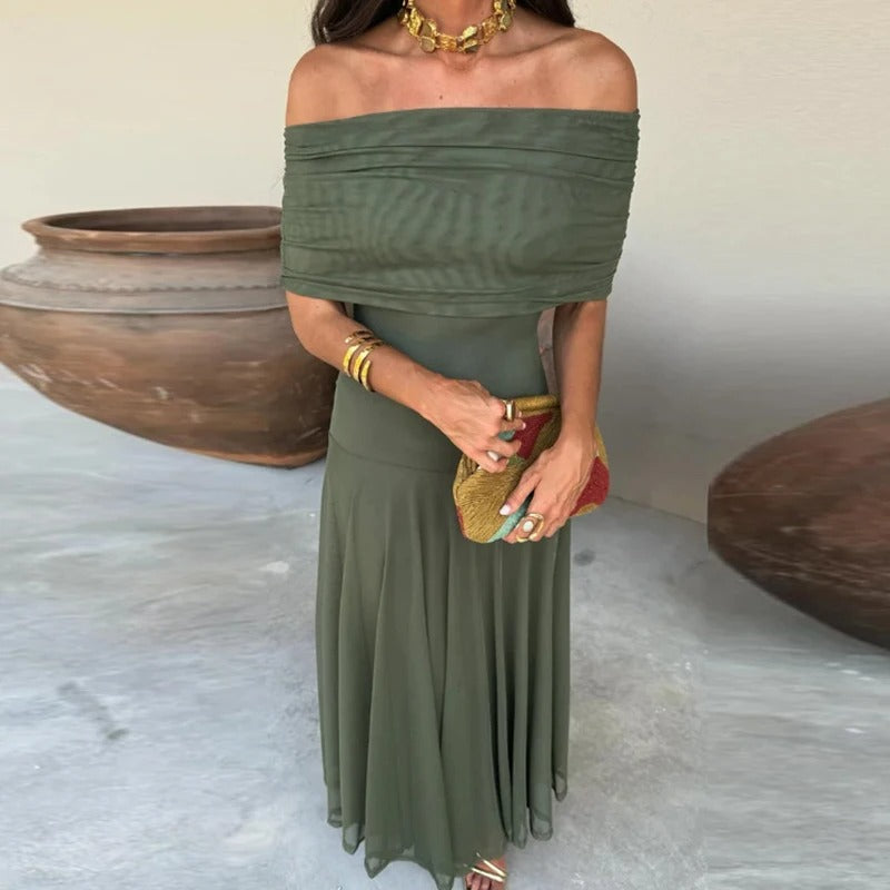 Estefanía Vestito Maxi con Spalle Scoperte e Aperture