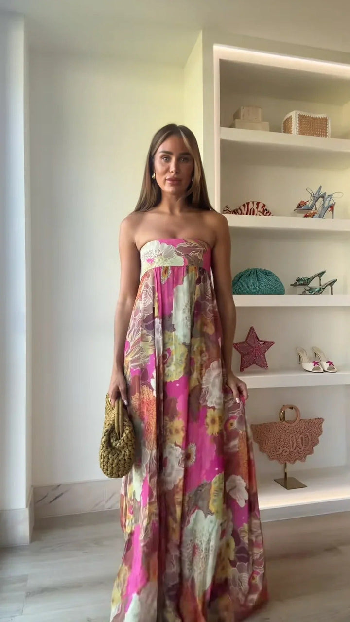 Adriana Vestito Maxi Floreale a Spalla