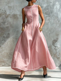 Carlota Vestito Maxi con Bordature a Contrasto