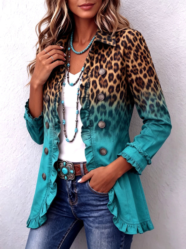 Mercedes | Giacca Blazer Leopardo Degradato con Volant