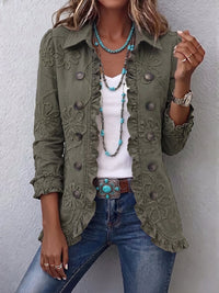 Kamberly™ | Giacca Utility Ricamata Floreale Boho-Chic con Rouches