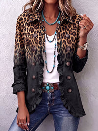 Sabina | Giacca Blazer Leopardo Nero con Volant