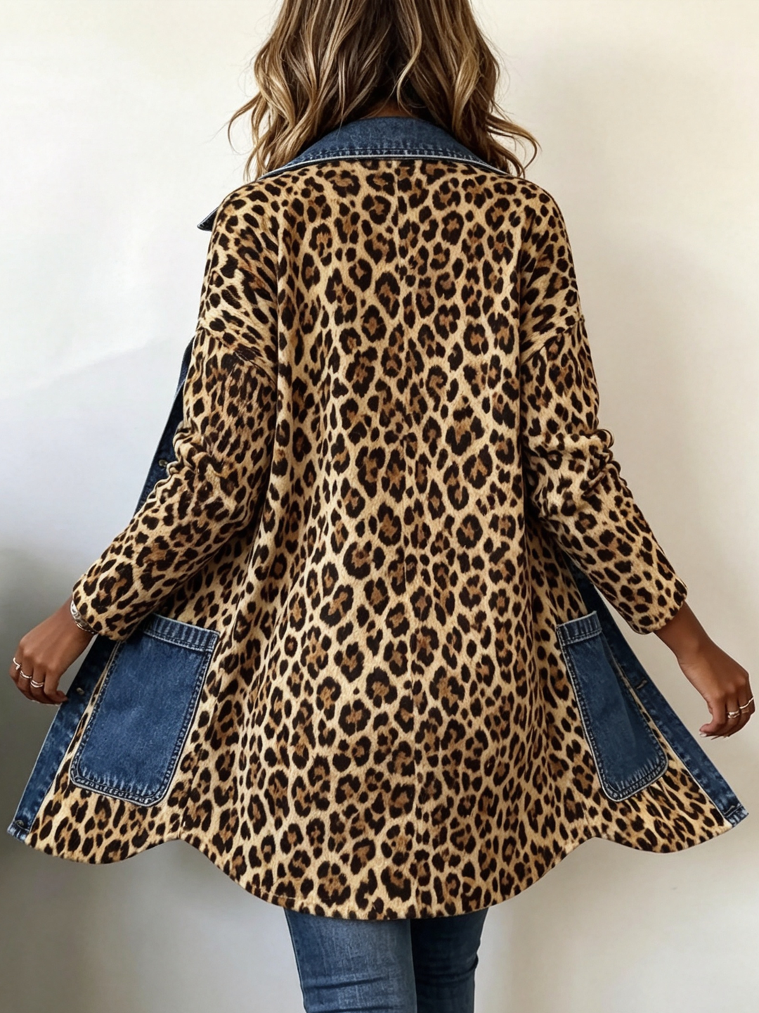 Lorena | Giacca Lunga in Stile Leopardo con Jeans
