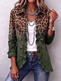 Ramona | Giacca Blazer Leopardo Verde con Volant