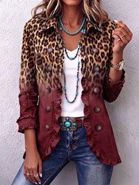 Tomasa | Giacca Blazer Leopardo Vino con Volant