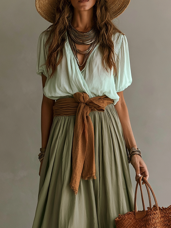 Set di due pezzi con top e gonna ampia in stile bohemien chic (fascia in vita non inclusa)