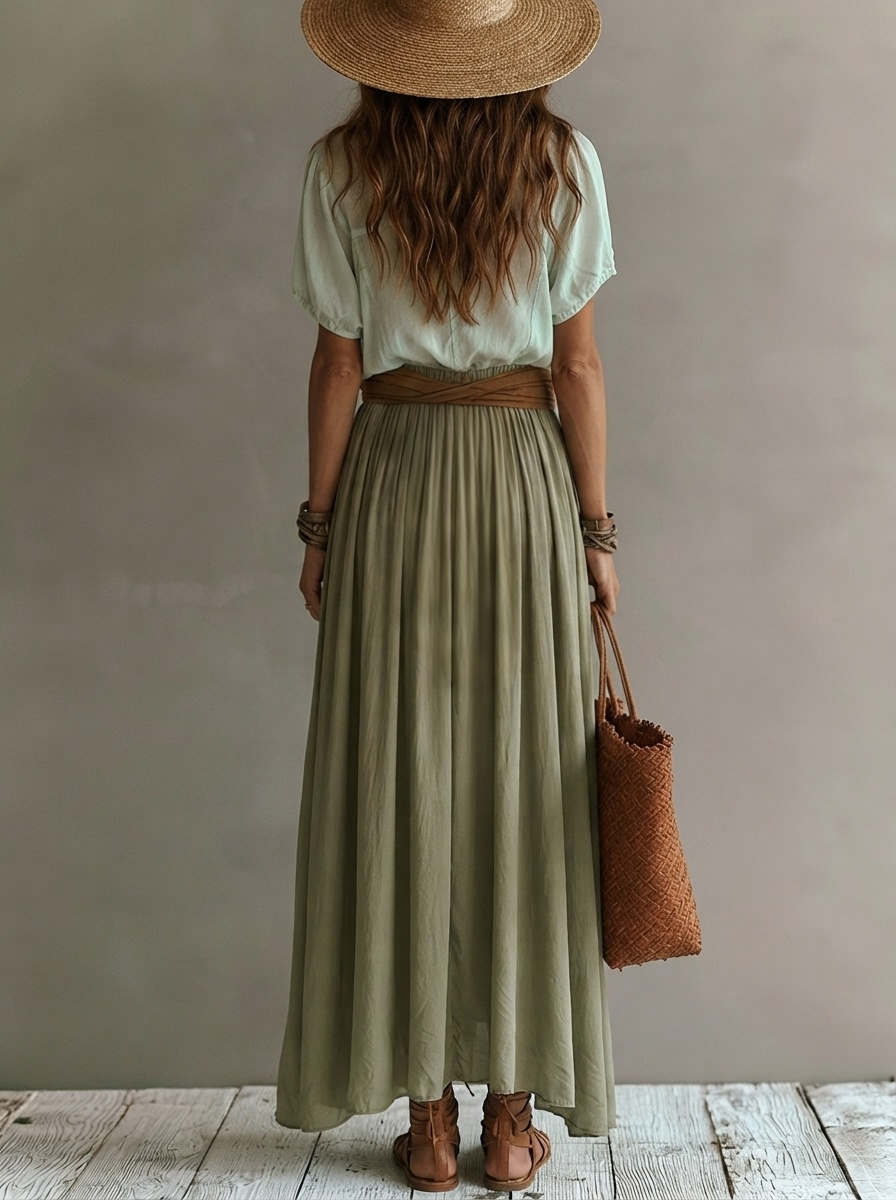 Set di due pezzi con top e gonna ampia in stile bohemien chic (fascia in vita non inclusa)