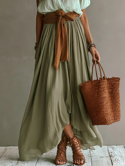 Set di due pezzi con top e gonna ampia in stile bohemien chic (fascia in vita non inclusa)