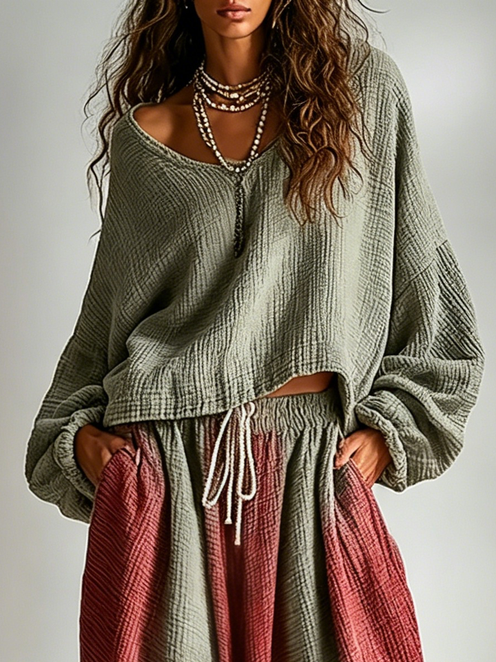 Set coordinato in stile bohemien, casual e con design ombre