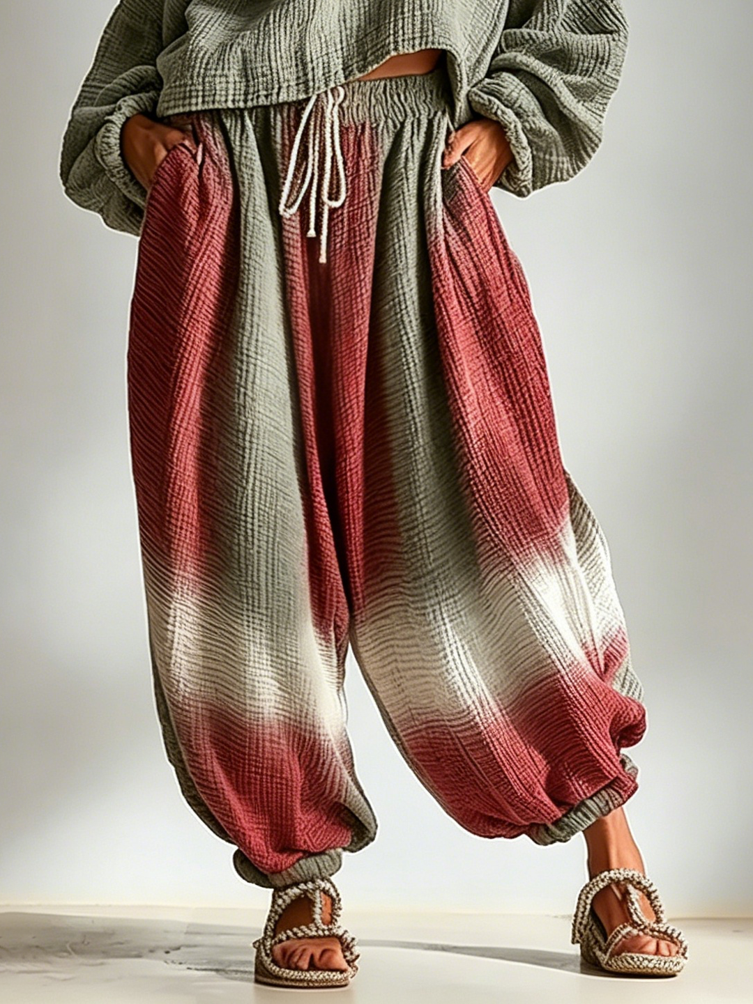 Set coordinato in stile bohemien, casual e con design ombre
