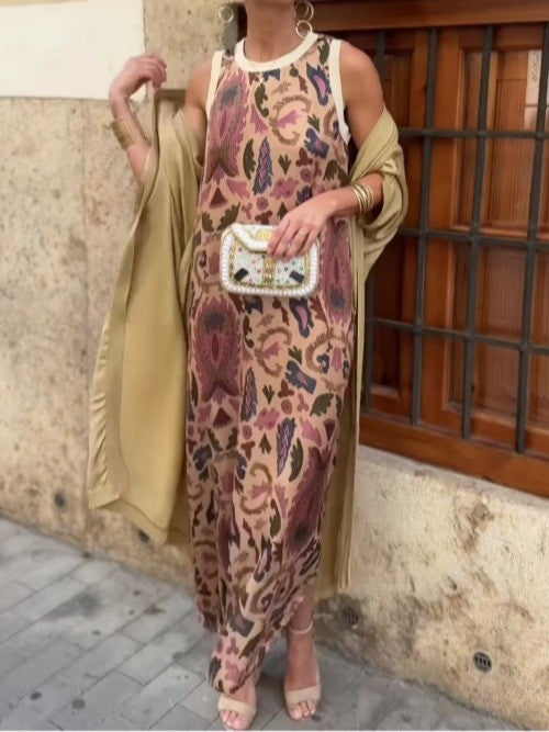 Abito elegante stampato a due pezzi con cappotto
