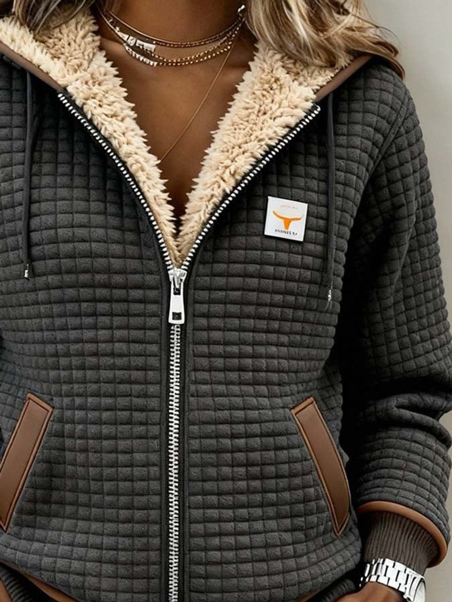 Penelope | Giacca da donna imbottita con fodera in sherpa e zip completa con cappuccio
