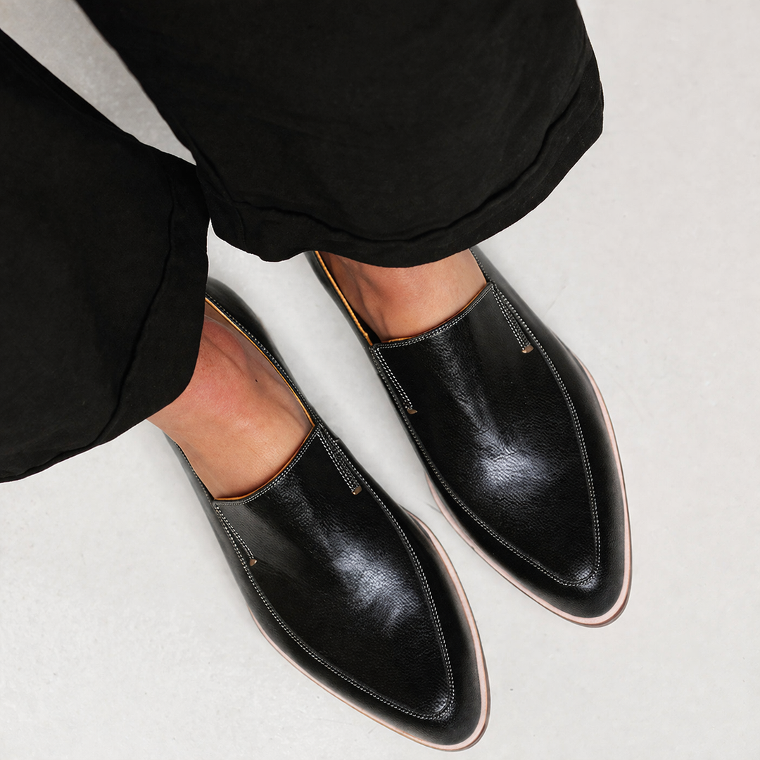 Zofia | Mocassino nero con patchwork